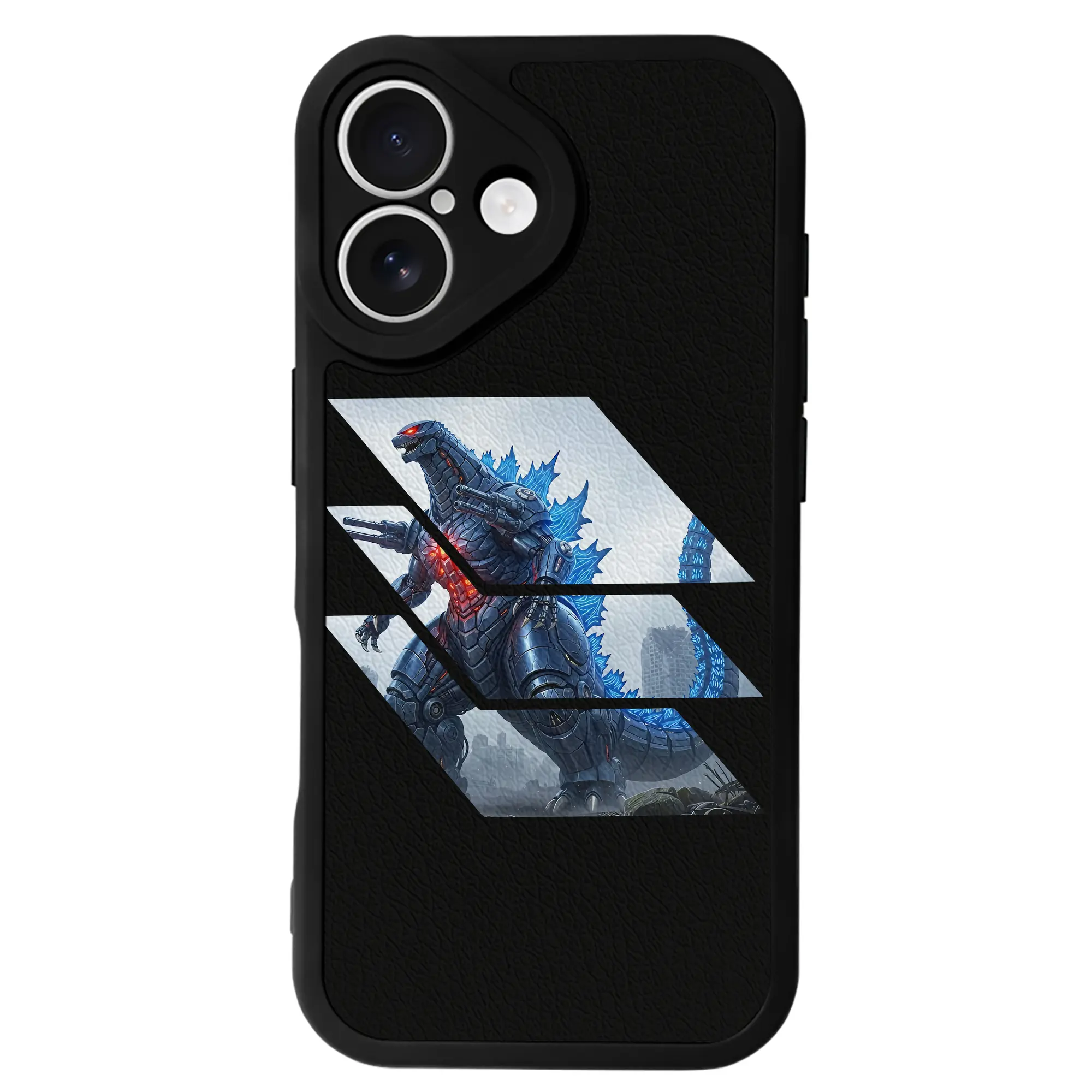 ゴジラ グッズ,メカゴジラ - IPhone 16シリーズ対応 ・ シリコンスマホケース ・ レザー調 ・ 高精度フィット ・ 耐衝撃 ・ ワイヤレス充電対応 ・ 精密カット